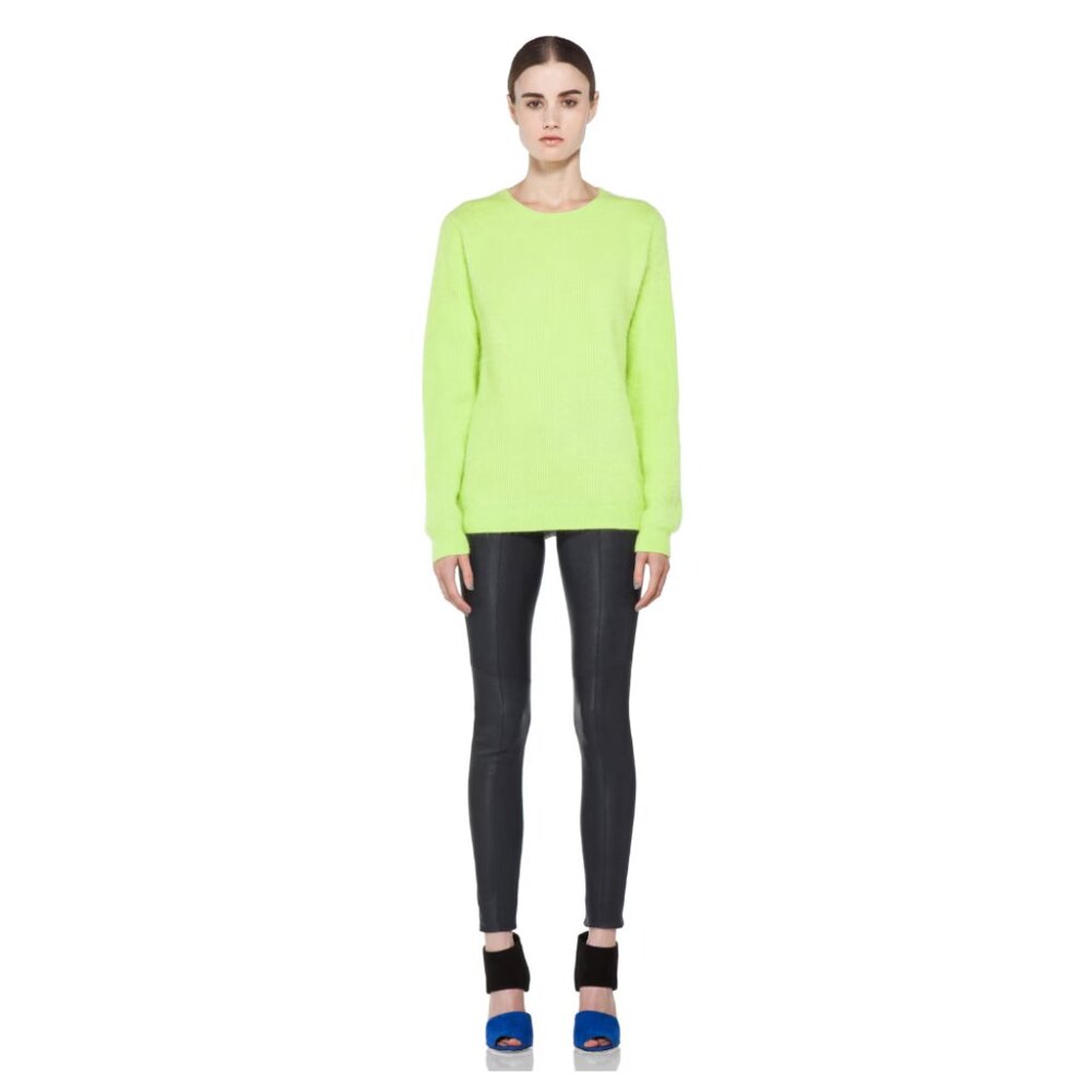 Acne Studios Rakel Angora Sweater in Acid Lime Neon Green Wool